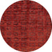 Round Machine Washable Abstract Tomato Red Rug, wshabs112