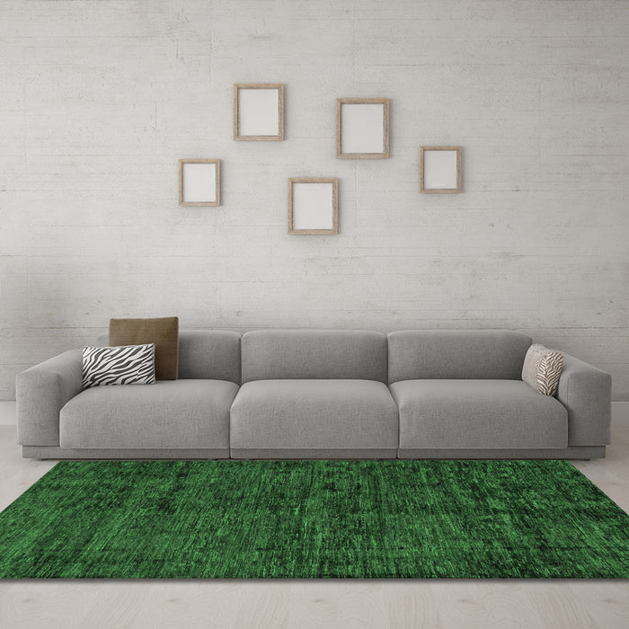 Machine Washable Abstract Emerald Green Modern Area Rugs in a Living Room,, wshabs112emgrn