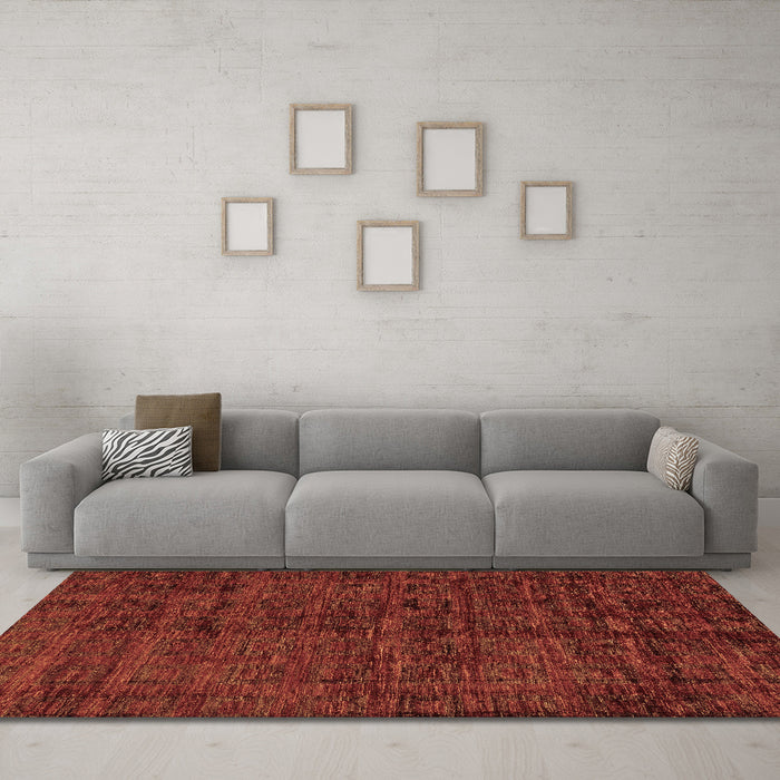 Machine Washable Abstract Brown Modern Rug in a Living Room,, wshabs112brn