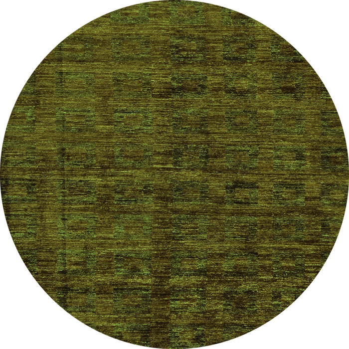 Round Machine Washable Abstract Green Modern Area Rugs, wshabs112grn