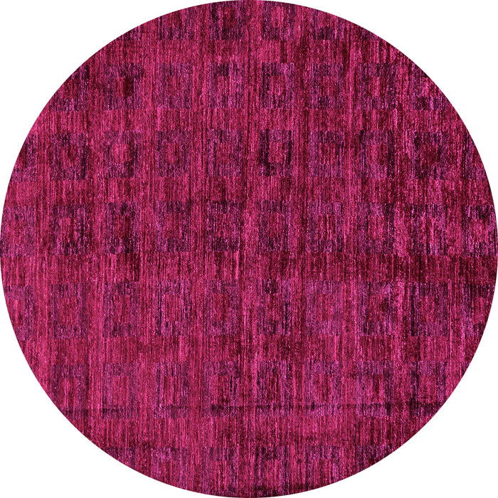 Round Machine Washable Abstract Pink Modern Rug, wshabs112pnk