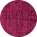 Round Machine Washable Abstract Pink Modern Rug, wshabs112pnk