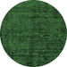 Round Abstract Emerald Green Modern Rug, abs112emgrn