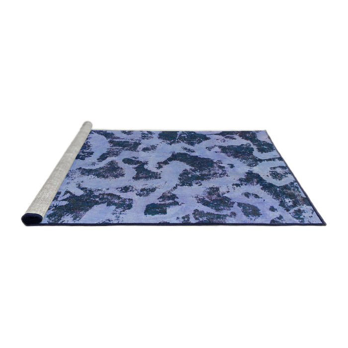 Sideview of Machine Washable Abstract Sky Blue Rug, wshabs1130