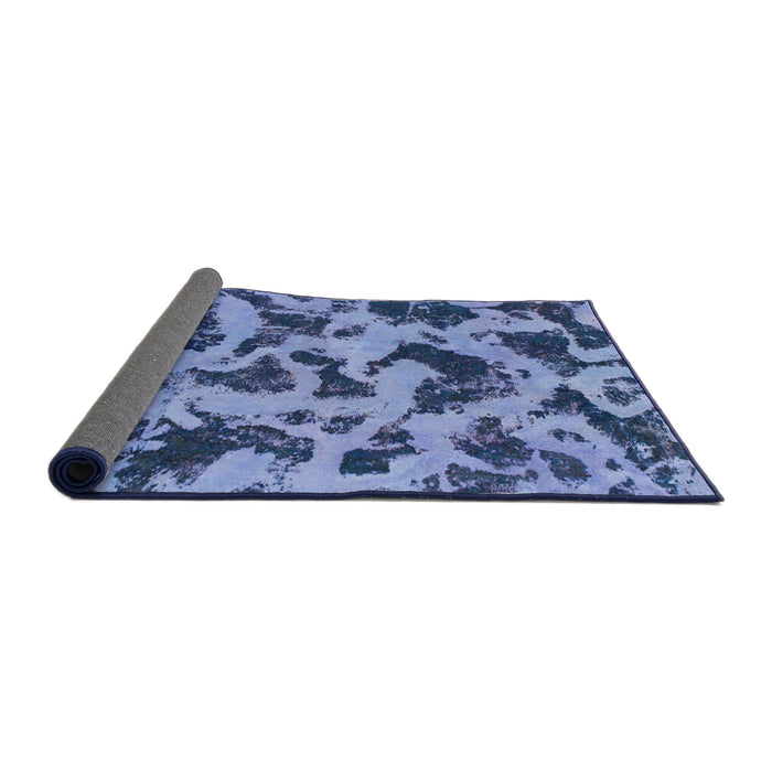 Sideview of Abstract Sky Blue Modern Rug, abs1130