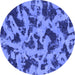 Round Abstract Blue Modern Rug, abs1130blu