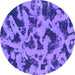 Round Machine Washable Abstract Purple Modern Area Rugs, wshabs1130pur