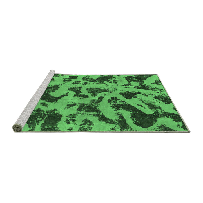 Sideview of Machine Washable Abstract Emerald Green Modern Area Rugs, wshabs1130emgrn