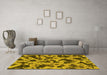 Machine Washable Abstract Yellow Modern Rug in a Living Room, wshabs1130yw