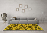 Machine Washable Abstract Yellow Modern Rug, wshabs1130yw