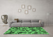 Machine Washable Abstract Emerald Green Modern Area Rugs in a Living Room,, wshabs1130emgrn