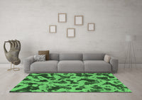 Machine Washable Abstract Emerald Green Modern Rug, wshabs1130emgrn