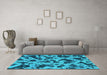 Machine Washable Abstract Turquoise Modern Area Rugs in a Living Room,, wshabs1130turq