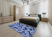 Machine Washable Abstract Sky Blue Rug in a Bedroom, wshabs1130