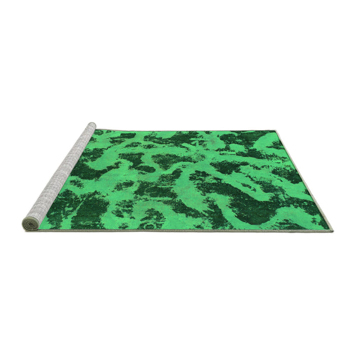 Sideview of Machine Washable Abstract Green Modern Area Rugs, wshabs1130grn