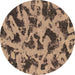 Round Machine Washable Abstract Brown Modern Rug, wshabs1130brn