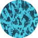 Round Abstract Turquoise Modern Rug, abs1130turq