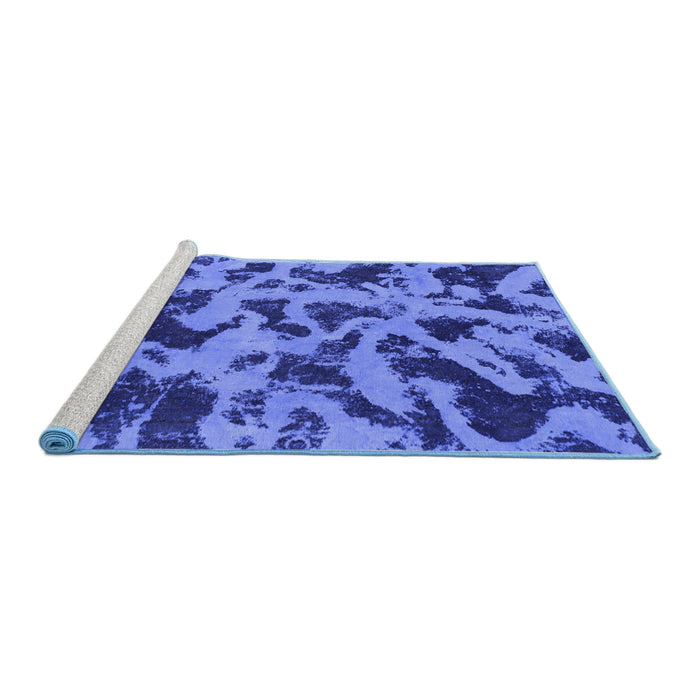 Sideview of Machine Washable Abstract Blue Modern Rug, wshabs1130blu