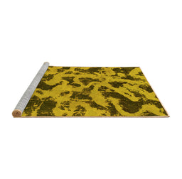 Sideview of Machine Washable Abstract Yellow Modern Rug, wshabs1130yw