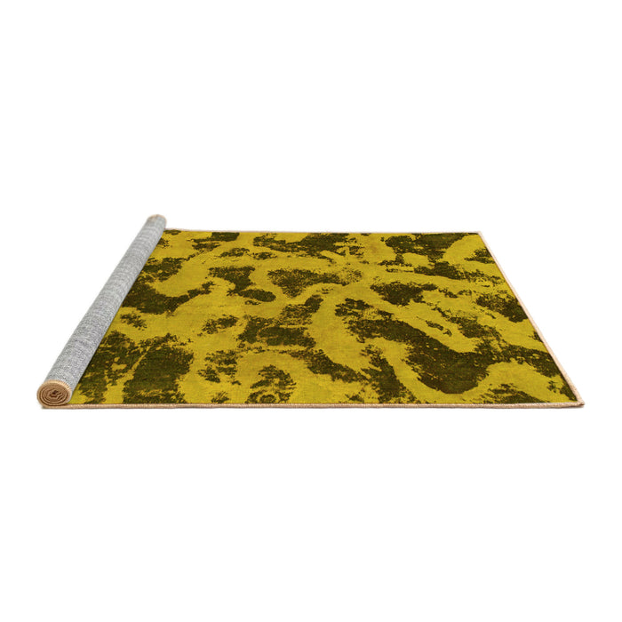 Sideview of Machine Washable Abstract Yellow Modern Rug, wshabs1130yw