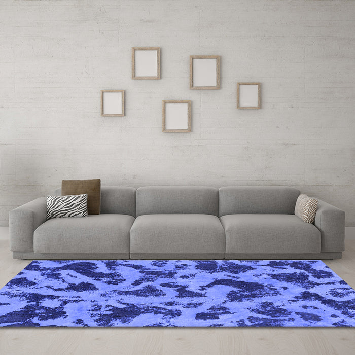 Machine Washable Abstract Blue Modern Rug in a Living Room, wshabs1130blu