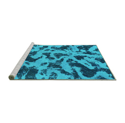 Sideview of Machine Washable Abstract Turquoise Modern Area Rugs, wshabs1130turq