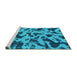 Sideview of Machine Washable Abstract Turquoise Modern Area Rugs, wshabs1130turq