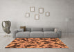Machine Washable Abstract Orange Modern Area Rugs in a Living Room, wshabs1130org