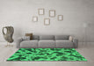 Machine Washable Abstract Green Modern Area Rugs in a Living Room,, wshabs1130grn