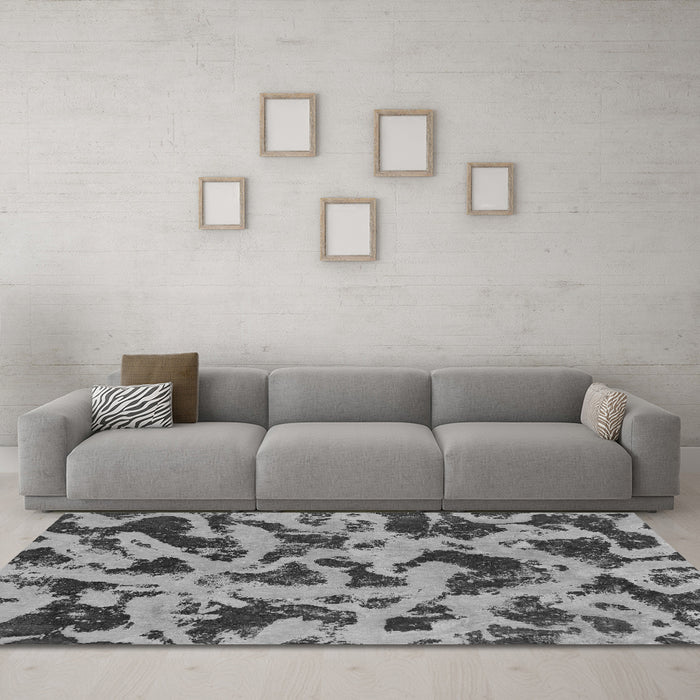Machine Washable Abstract Gray Modern Rug in a Living Room,, wshabs1130gry