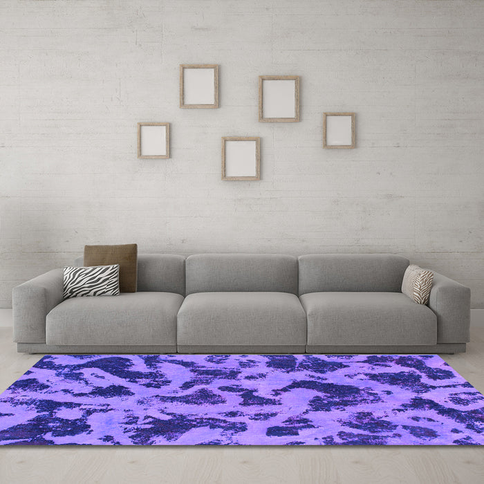 Machine Washable Abstract Purple Modern Area Rugs in a Living Room, wshabs1130pur