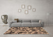 Machine Washable Abstract Brown Modern Rug in a Living Room,, wshabs1130brn
