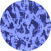 Round Machine Washable Abstract Blue Modern Rug, wshabs1130blu