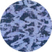 Round Machine Washable Abstract Sky Blue Rug, wshabs1130