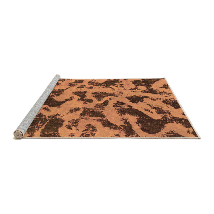 Sideview of Machine Washable Abstract Orange Modern Area Rugs, wshabs1130org