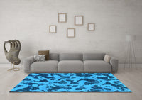 Machine Washable Abstract Light Blue Modern Rug, wshabs1130lblu