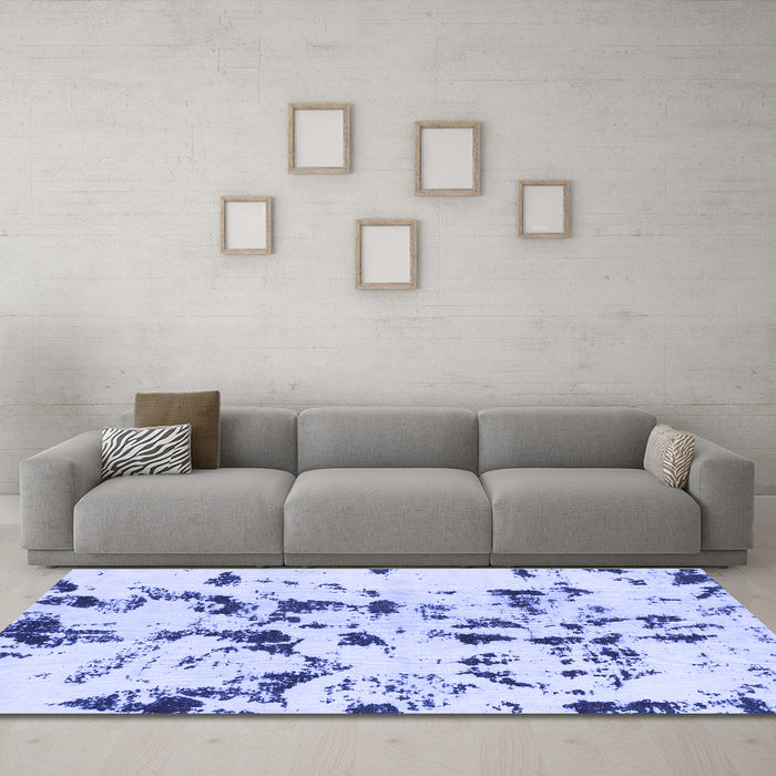 Machine Washable Abstract Blue Modern Rug in a Living Room, wshabs1131blu