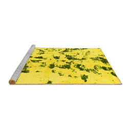 Sideview of Machine Washable Abstract Yellow Modern Rug, wshabs1131yw