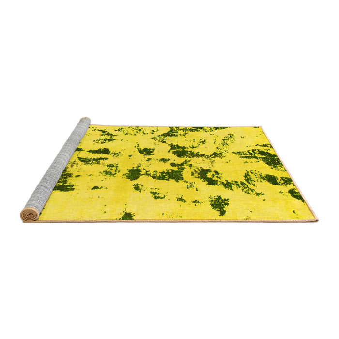 Sideview of Machine Washable Abstract Yellow Modern Rug, wshabs1131yw