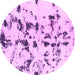 Round Machine Washable Abstract Pink Modern Rug, wshabs1131pnk