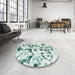 Abstract Light Gray Modern Rug in a Kitchen, abs1131