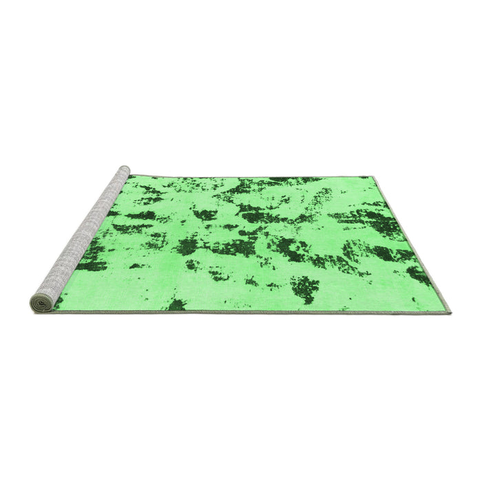 Sideview of Machine Washable Abstract Emerald Green Modern Area Rugs, wshabs1131emgrn