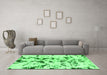 Machine Washable Abstract Green Modern Area Rugs in a Living Room,, wshabs1131grn