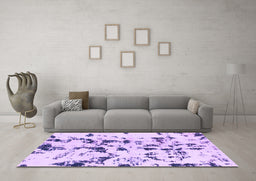 Machine Washable Abstract Purple Modern Area Rugs in a Living Room, wshabs1131pur