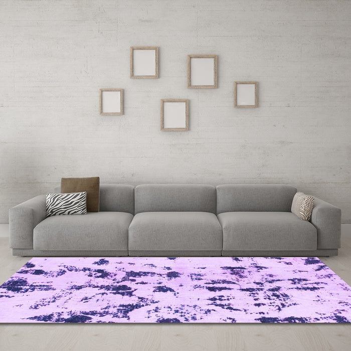 Machine Washable Abstract Purple Modern Area Rugs in a Living Room, wshabs1131pur