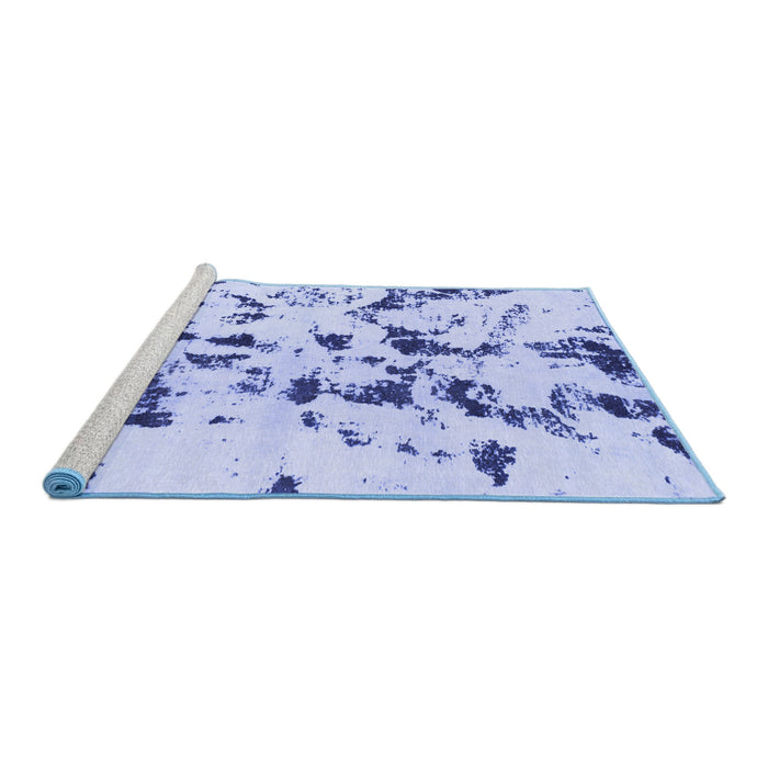 Sideview of Machine Washable Abstract Blue Modern Rug, wshabs1131blu