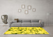Machine Washable Abstract Yellow Modern Rug in a Living Room, wshabs1131yw