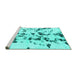 Sideview of Machine Washable Abstract Turquoise Modern Area Rugs, wshabs1131turq