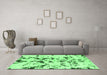 Machine Washable Abstract Emerald Green Modern Area Rugs in a Living Room,, wshabs1131emgrn