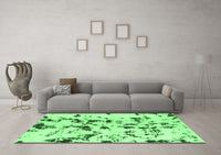 Machine Washable Abstract Emerald Green Modern Rug, wshabs1131emgrn